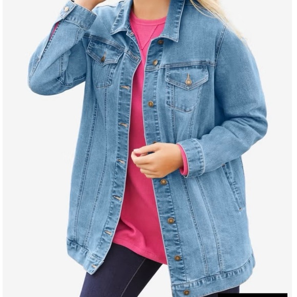 Woman Within Jackets & Blazers - Woman Within Denim Jean Jacket Plus Size 32W XXXL Classic Preppy Teacher Comfort